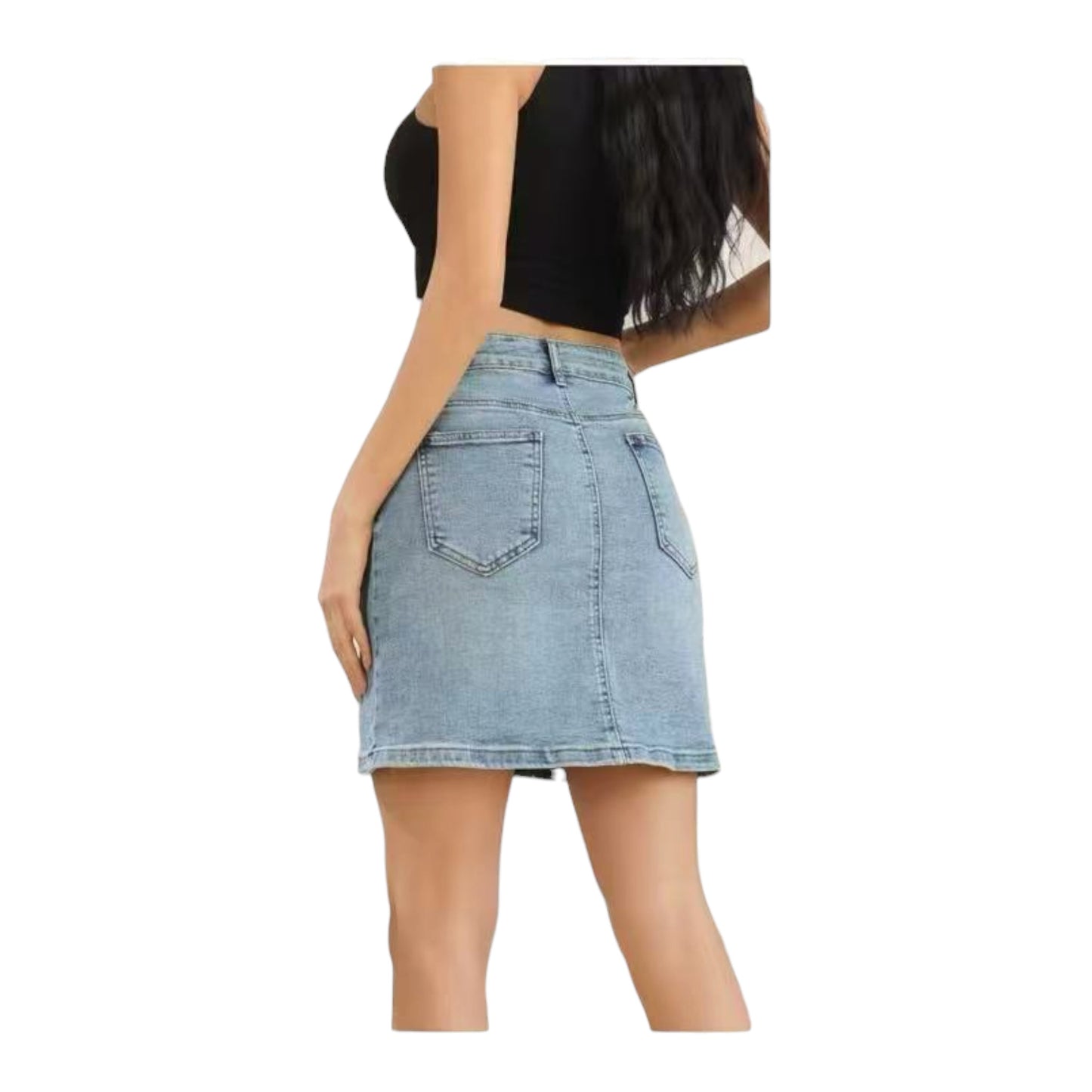 MISS GOOD Γυναικεία Τζιν Φούστα washed Μπλε