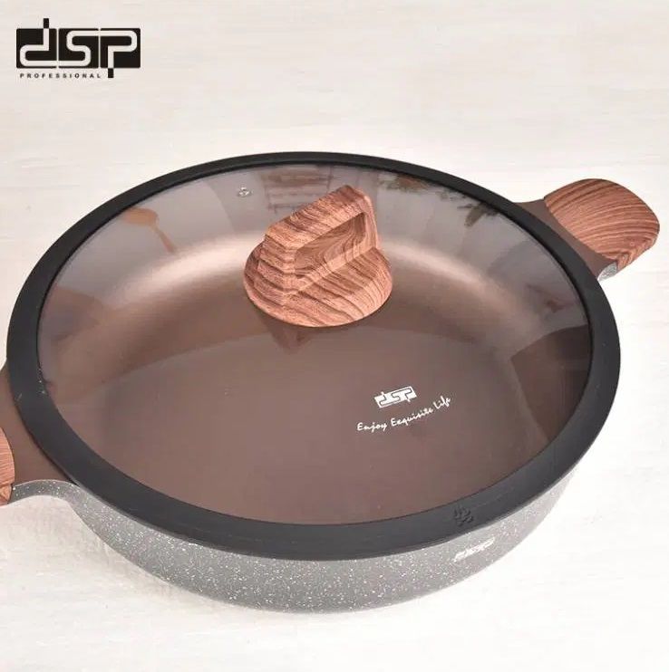 Ρηχή κατσαρόλα αντικολλητική με καπάκι - 3.9L - CA004-BS28-Black - DSP - 563776 ΣΠΙΤΙ & ΚΑΤΟΙΚΙΔΙΟ>Οικιακά είδη>Είδη κουζίνας