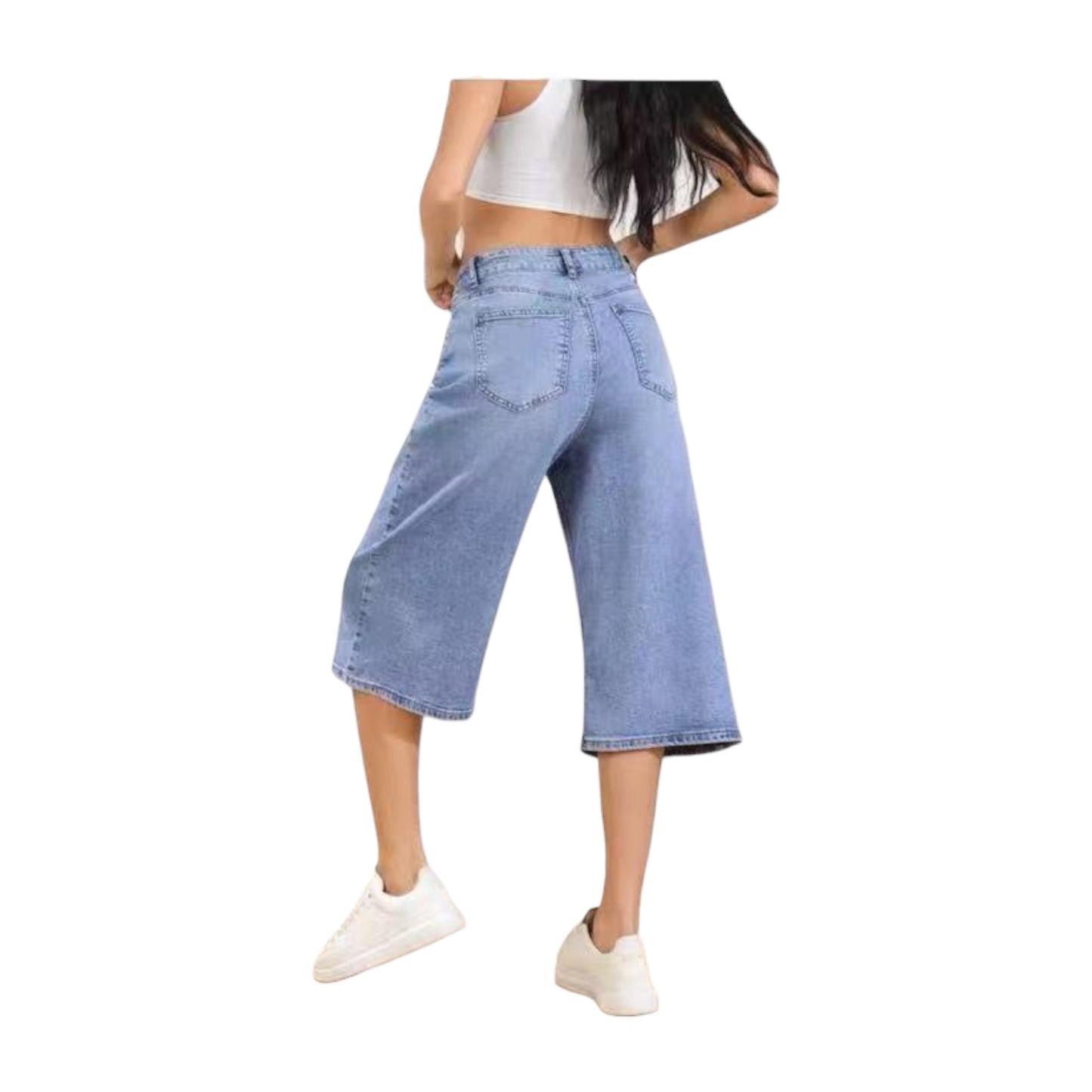 MISS GOOD Γυναικεία Τζιν Βερμούδα Cropped Straight Μπλε