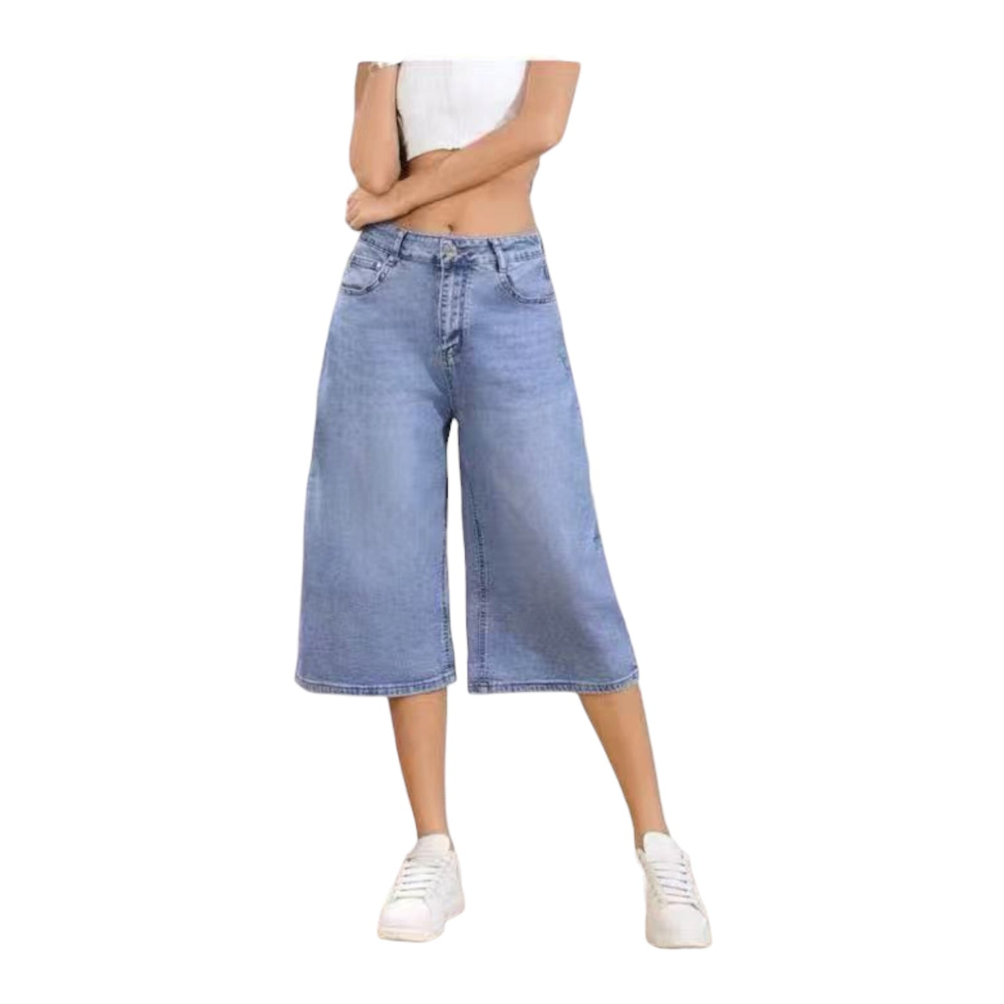 MISS GOOD Γυναικεία Τζιν Βερμούδα Cropped Straight Μπλε