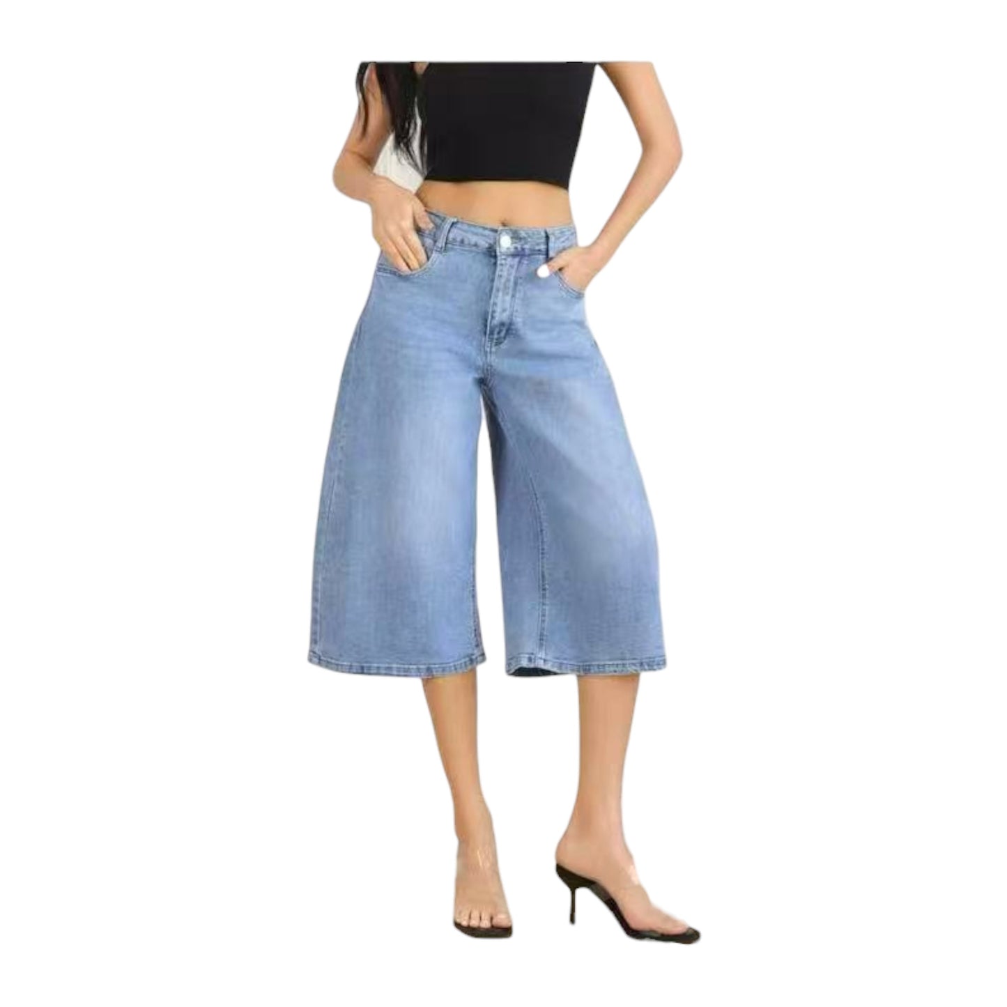 MISS GOOD Γυναικεία Τζιν Βερμούδα Cropped Straight Μπλε