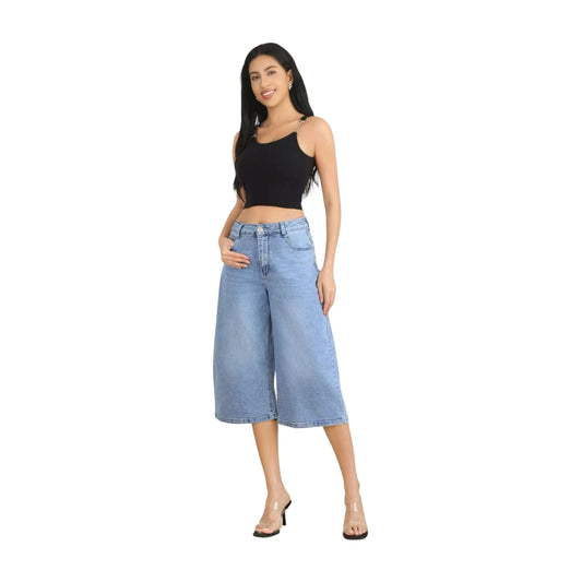 MISS GOOD Γυναικεία Τζιν Βερμούδα Cropped Straight Μπλε