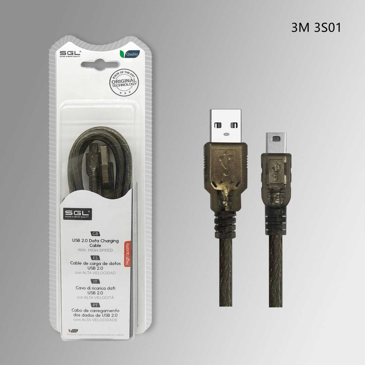 Καλώδιο μεταφοράς δεδομένων - Data - 3S01 - USB-A male/USB Mini male - 3m - 097589
