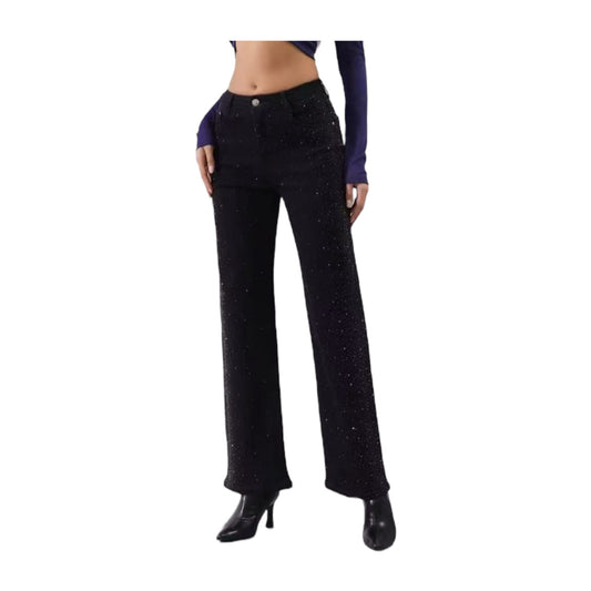 Miss Good High Waisted Women's Straight Jean Pants Black