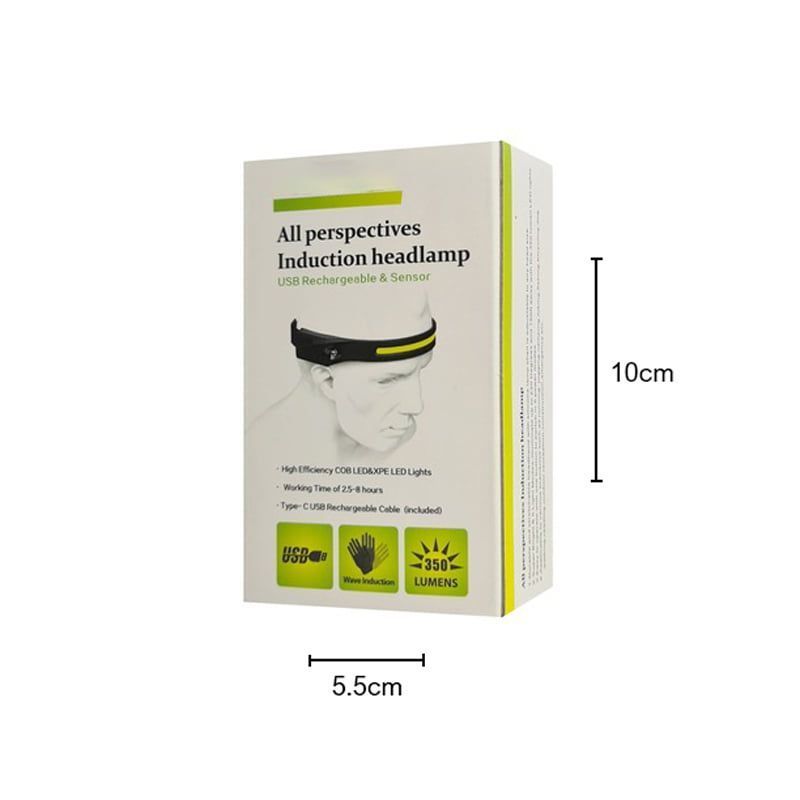 Επαναφορτιζόμενος USB φακός κεφαλής LED - All prespectives induction headlamp