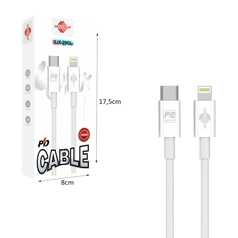 Wisdomup Καλώδιο Φόρτισης και Δεδομένων USB-C σε Lightning PD 20W SJX-20CL - USB-C to Lightning PD Fast Charging Data Cable
