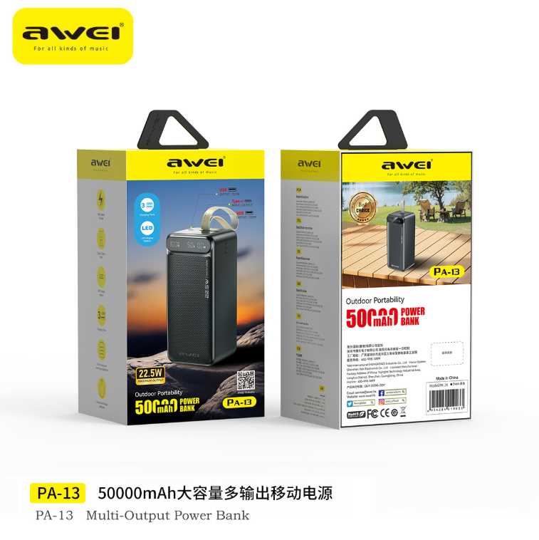 Powerbank - PA-13 - 50.000mah - 22.5W - AWEI - 021869 ΕΙΔΗ ΤΕΧΝΟΛΟΓΙΑΣ>Gadgets>Αξεσουάρ smartphone