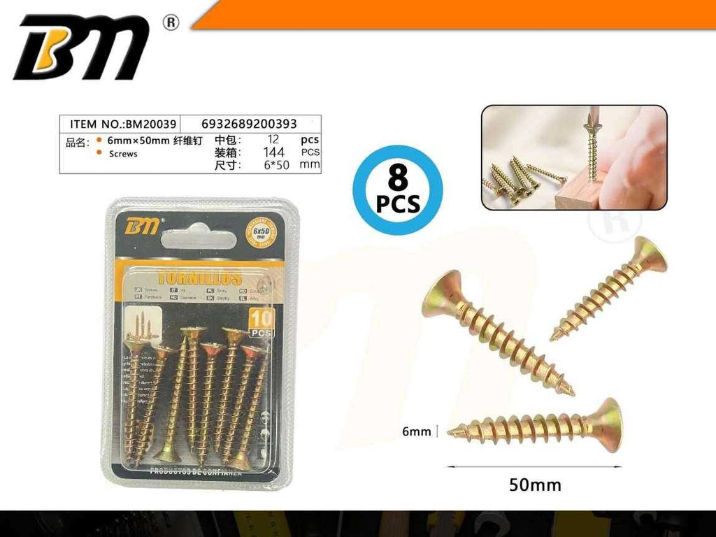 Ξυλόβιδες - 6mm×50mm - Σετ 12 πακέτα των 8 τεμαχίων - 200393