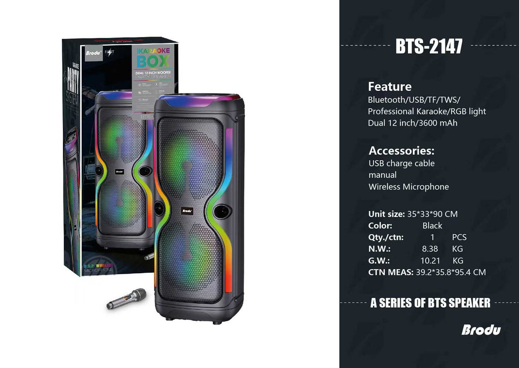 Φορητό ηχείο subwoofer με μικρόφωνο Karaoke - BTS-2147 - 721476 ΕΙΔΗ ΤΕΧΝΟΛΟΓΙΑΣ>Ραδιόφωνα & Ηχεία>Φορητά subwoofer