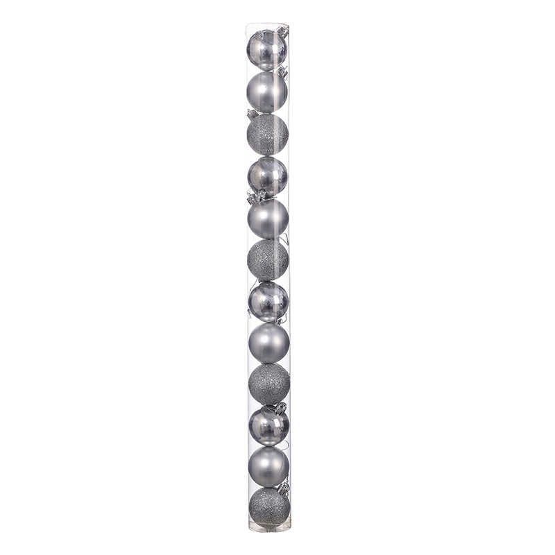 Σετ Χριστουγεννιάτικες μπάλες - 8cm - 12pcs - 326055 - White