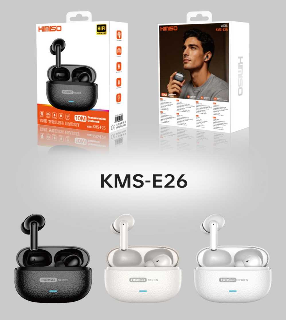 Ασύρματα ακουστικά Bluetooth με θήκη φόρτισης - KMS-E26 - 260267 - Beige