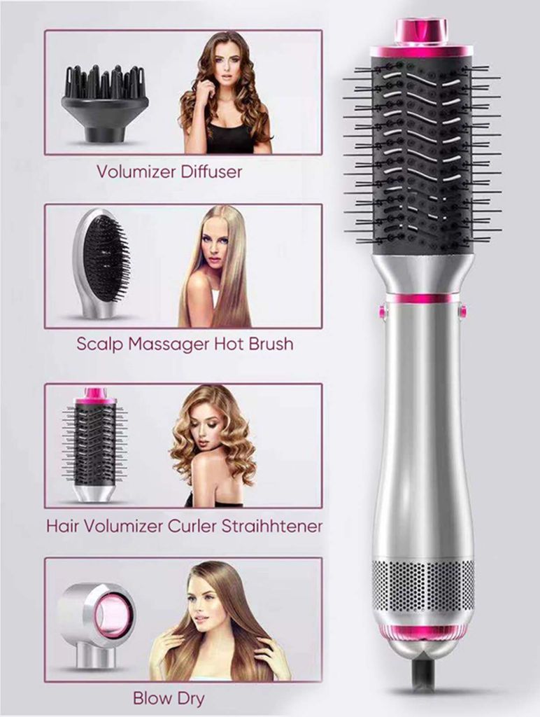 Hot Air Brush 4 In 1 Κεραμική Ηλεκτρική Βούρτσα με Αέρα για Ίσιωμα και Μπούκλες 1000W YZM-8018