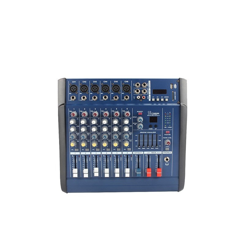 ΦΟΡΗΤΟΣ ΜΙΚΤΗΣ 6 ΚΑΝΑΛΙΩΝ PMX602D PRO LIGHT AND SOUND