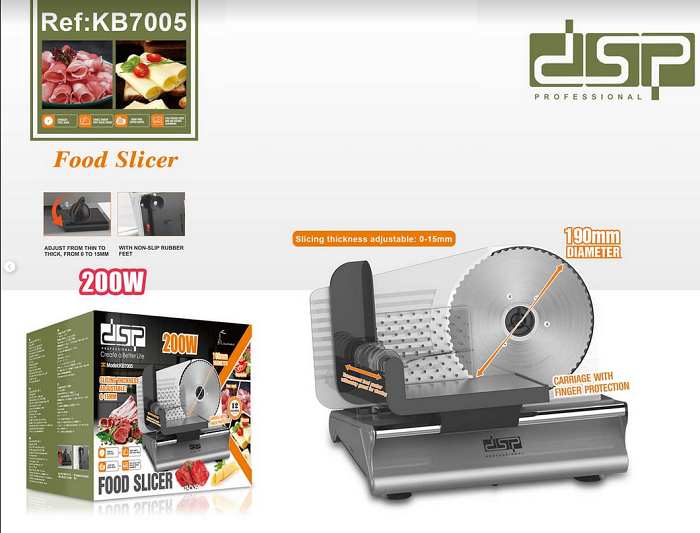 Ηλεκτρικός κόφτης τροφίμων σε φέτες - Food Slicer - KB7005 - DSP - 615525 ΣΠΙΤΙ & ΚΑΤΟΙΚΙΔΙΟ>Οικιακά είδη>Οικιακές ηλεκτρικές συσκευές