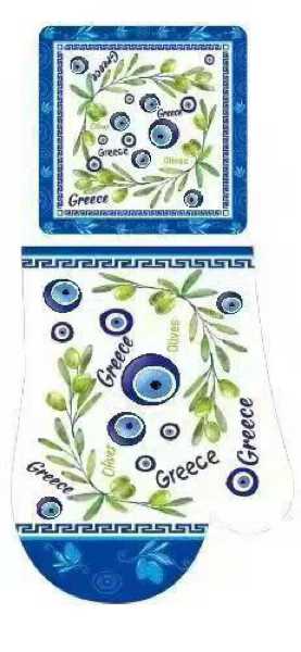 Σετ γάντι & πιάστρα φούρνου Souvenir - 6pcs - Greece - 241811