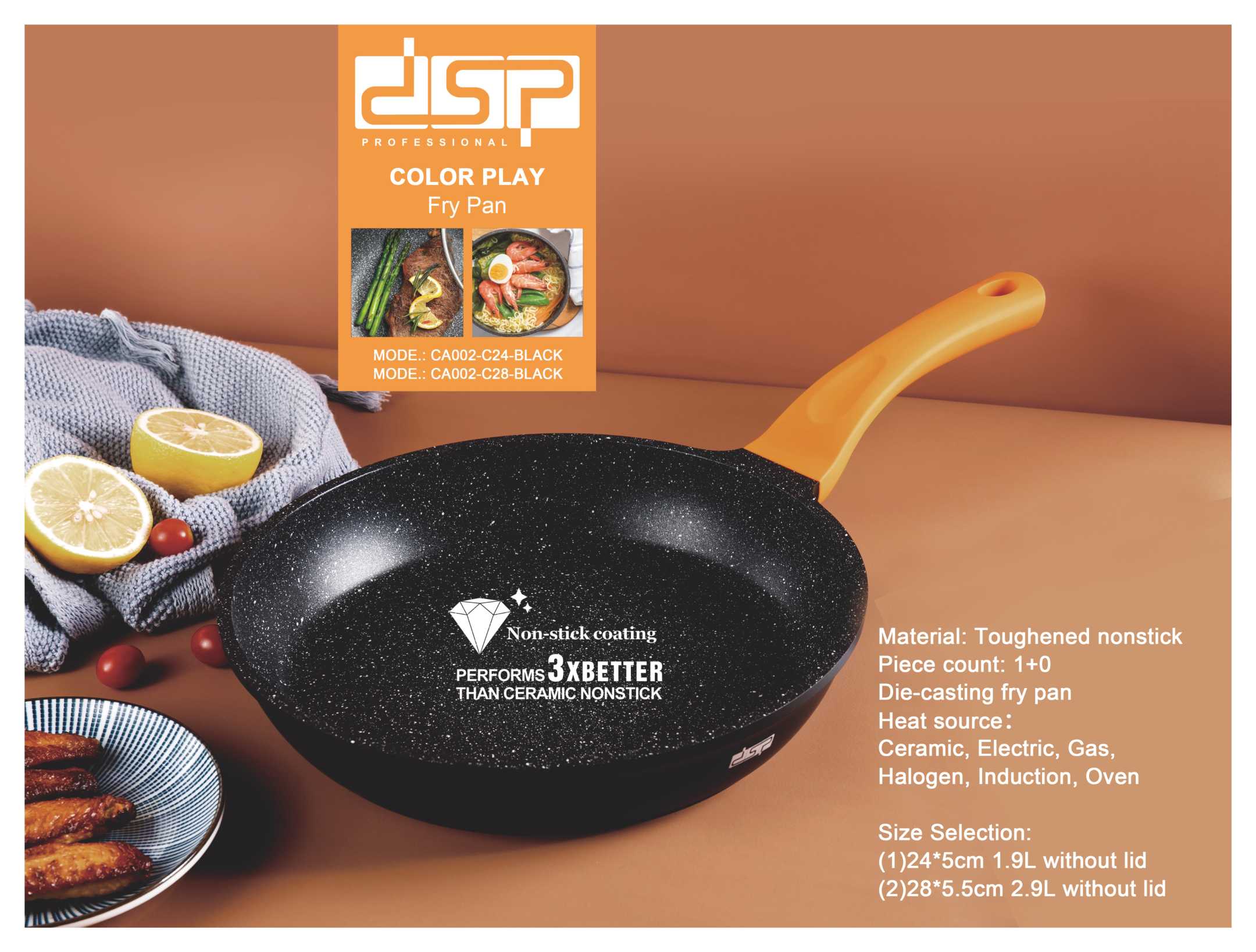 Αντικολλητικό τηγάνι - 1.9L - CA002-C24-Black - DSP - 563226 ΣΠΙΤΙ & ΚΑΤΟΙΚΙΔΙΟ>Οικιακά είδη>Είδη κουζίνας