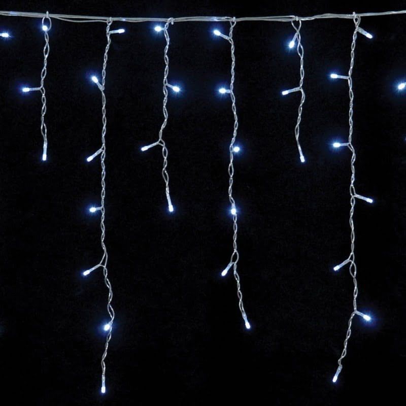 Χριστουγεννιάτικα Λαμπάκια Κουρτίνα LED 100L Ψυχρό Χρώμα με Διαφανές Καλώδιο 3m 40x50x60cm - Christmas lights LED white light