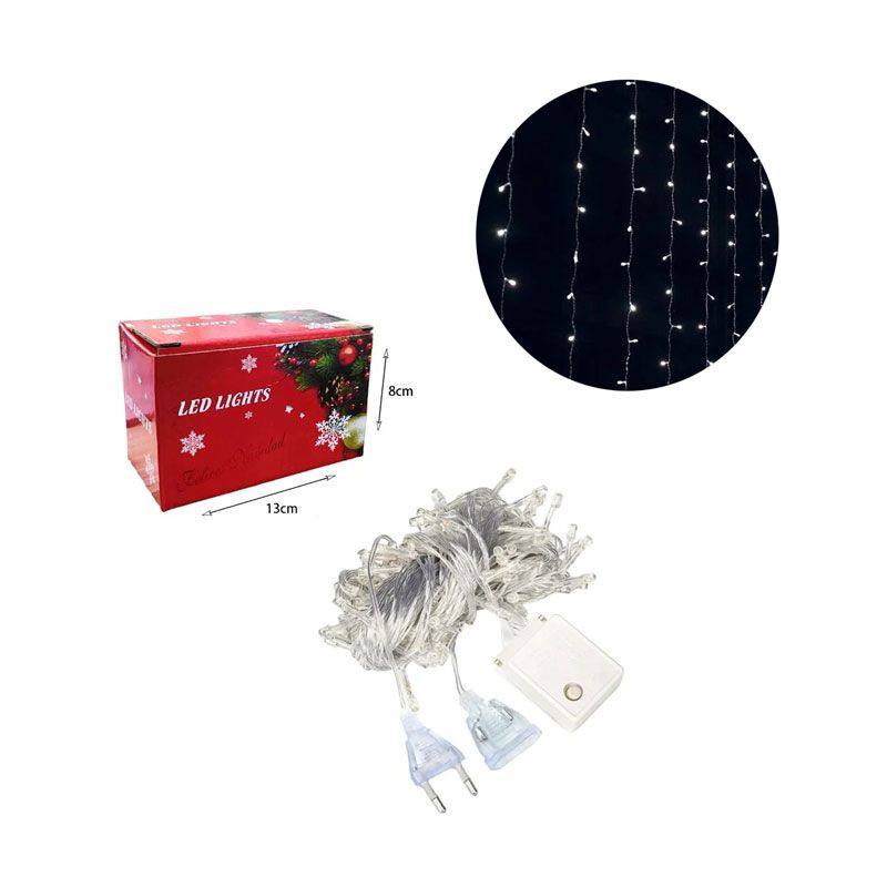 Χριστουγεννιάτικα Λαμπάκια Κουρτίνα 160LED Ψυχρό Χρώμα με Διαφανές Καλώδιο 3m x 80cm - Christmas lights LED white light