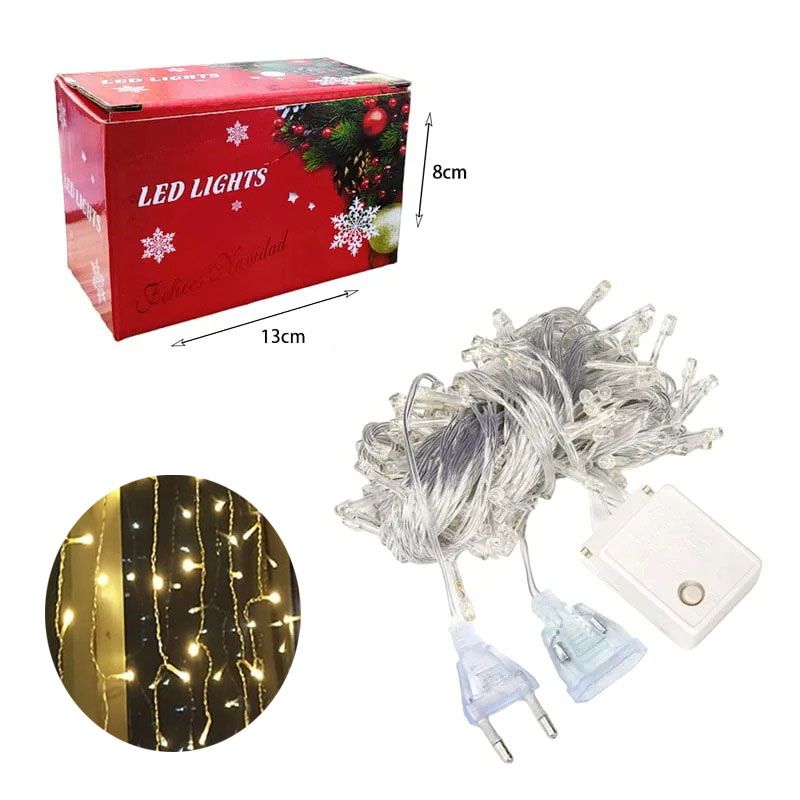 Χριστουγεννιάτικα Λαμπάκια Κουρτίνα 160 LED Θερμό Χρώμα με Διαφανές Καλώδιο 3m x 80cm - Christmas lights LED warm light