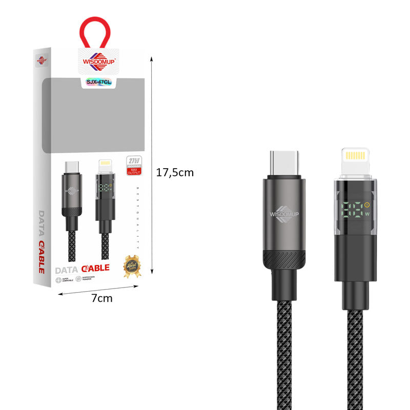 Wisdomup Καλώδιο Φόρτισης Type-C σε Lightning με Ένδειξη LED SJX-47CL - Type-C to Lightning Charging Cable with LED Display