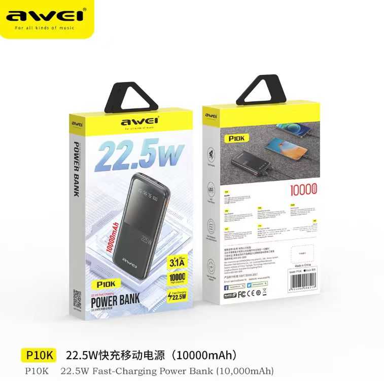 Powerbank - P10K - 10.000mah - 22.5W - AWEI - 008518
