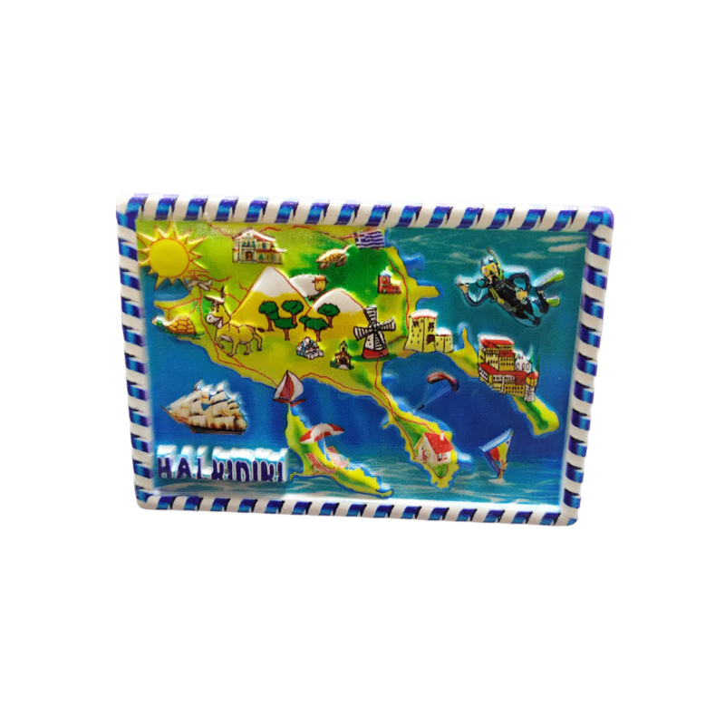 Tουριστικό μαγνητάκι Souvenir - Σετ 12pcs - Resin Magnet - Chalkidiki - 678302