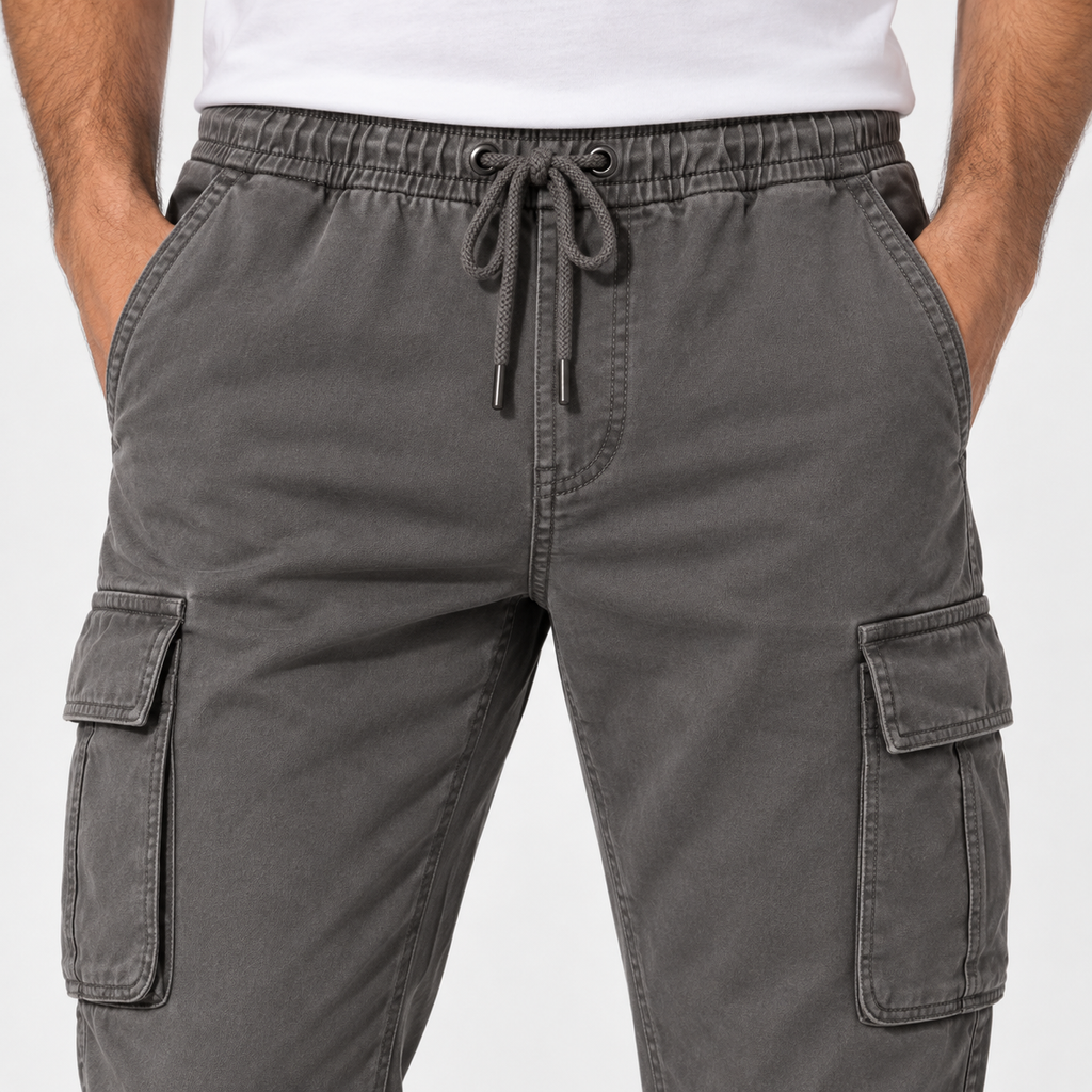 Angel Shopping Ανδρικό Παντελόνι Cargo Jogger με Κορδόνι Γκρι