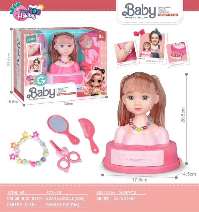 Κεφάλι κούκλας για χτένισμα & styling - 672-1B - 232418