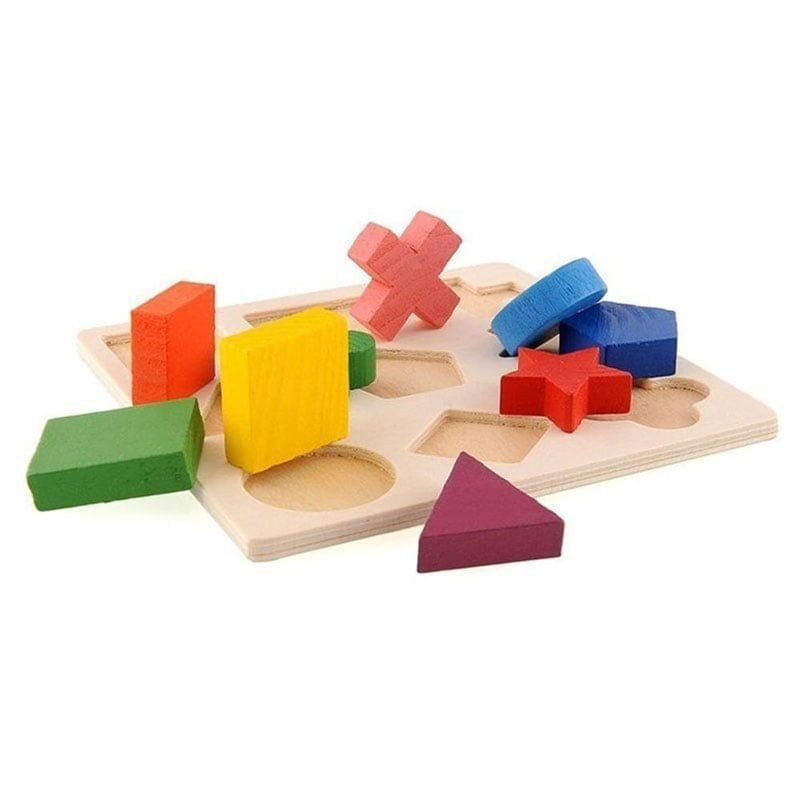 Ξύλινο Παιδικό Παζλ με Γεωμετρικά Σχήματα - Kids puzzle - Angel shopping