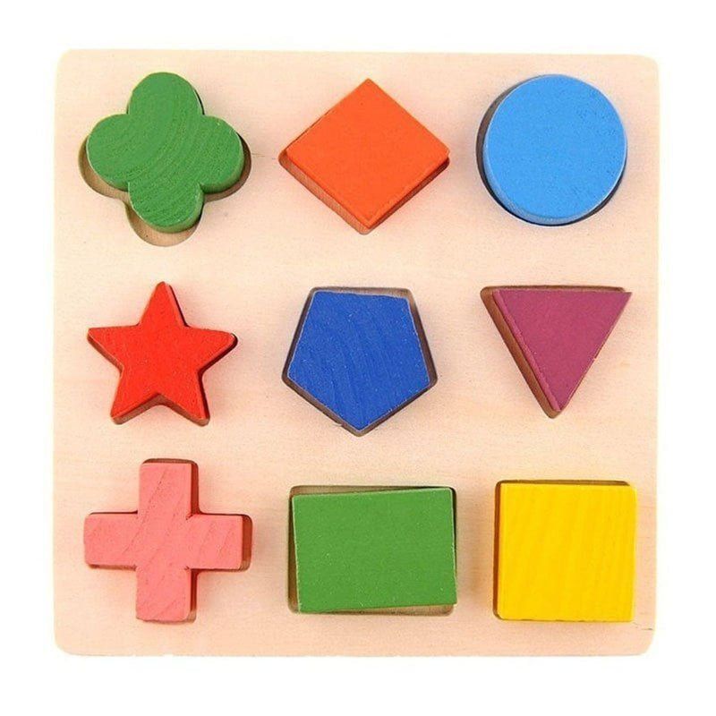 Ξύλινο Παιδικό Παζλ με Γεωμετρικά Σχήματα - Kids puzzle - Angel shopping