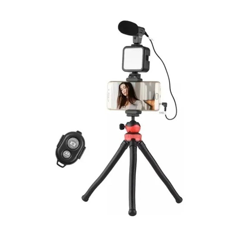 Τρίποδο Εύκαμπτο με Μικρόφωνο - Video making LED ring selfie light kits