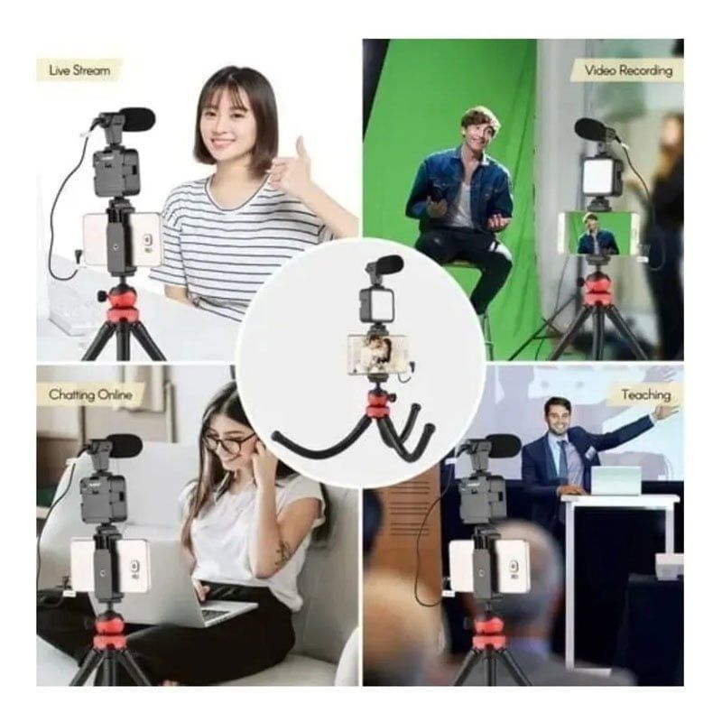 Τρίποδο Εύκαμπτο με Μικρόφωνο - Video making LED ring selfie light kits
