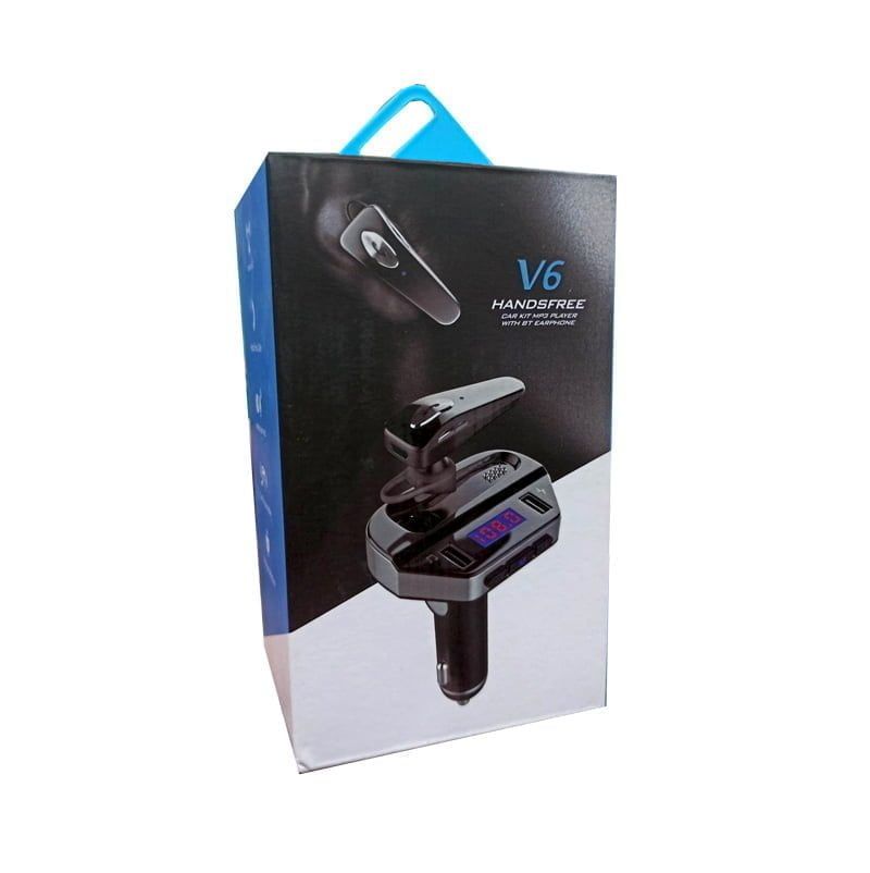 Φορτιστής Αυτοκινήτου Bluetooth με Ακουστικό V6 BT - Handsfree Car Kit FM