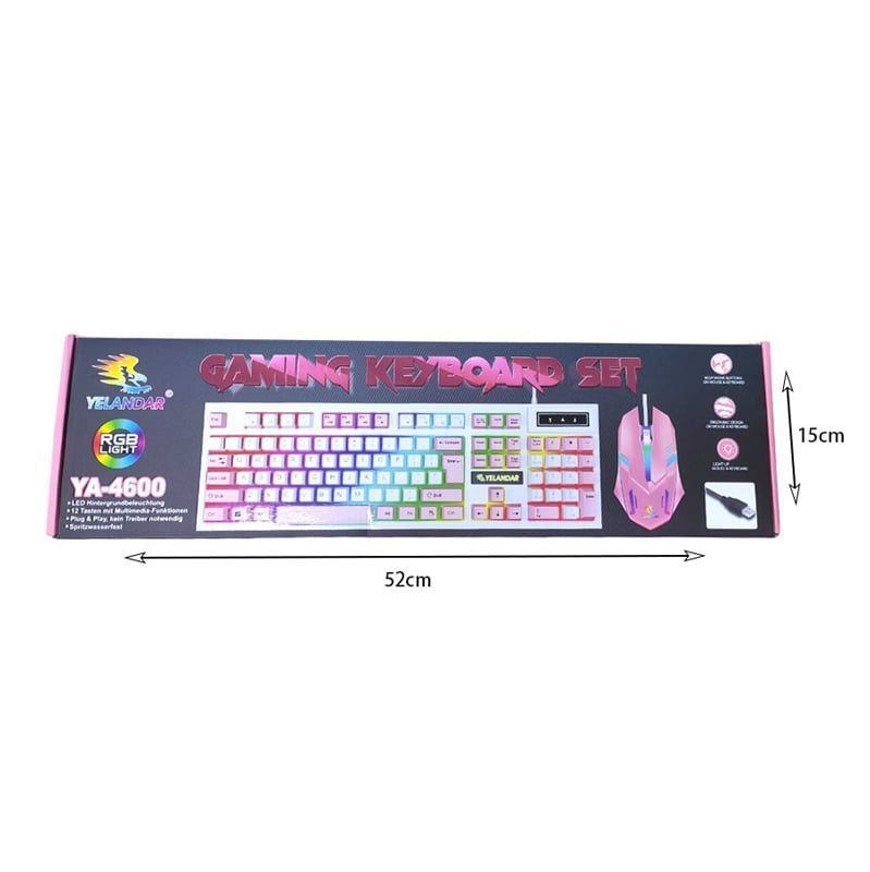 Yelandar YA-4600 Σετ πληκτρολόγιο & ποντίκι ενσύρματα RGB φωτισμός - Gaming keyboard set RGB light