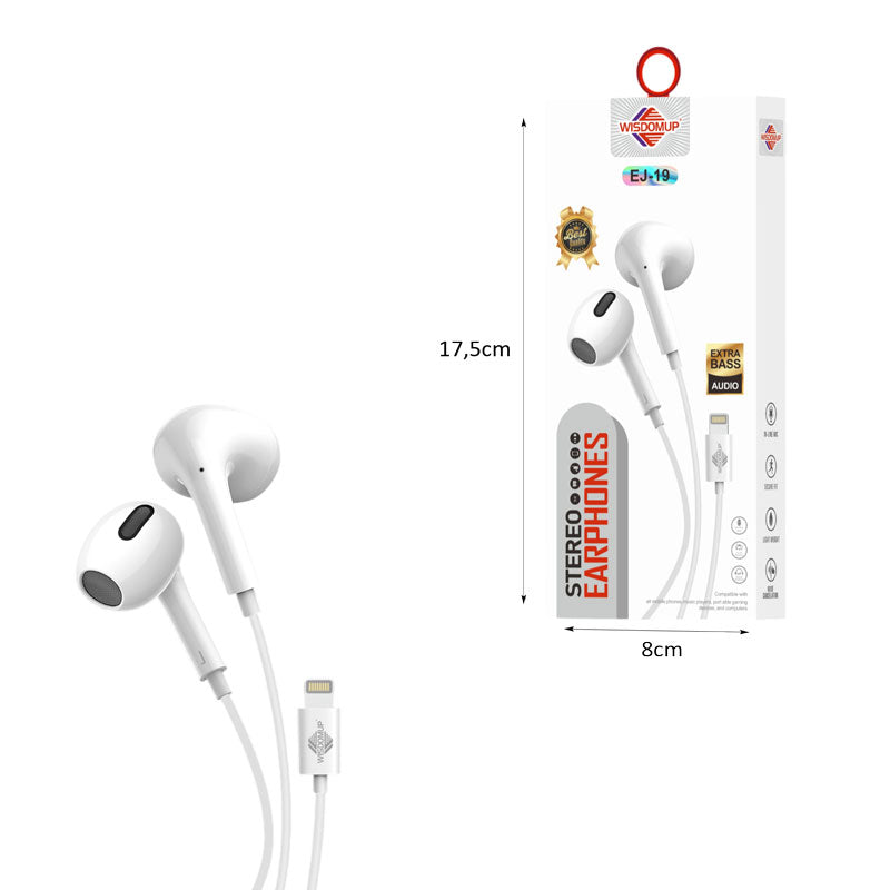 Wisdomup Ενσύρματα Ακουστικά Stereo με Lightning Σύνδεση EJ-19 - Wired Stereo Earphones with Lightning Connector