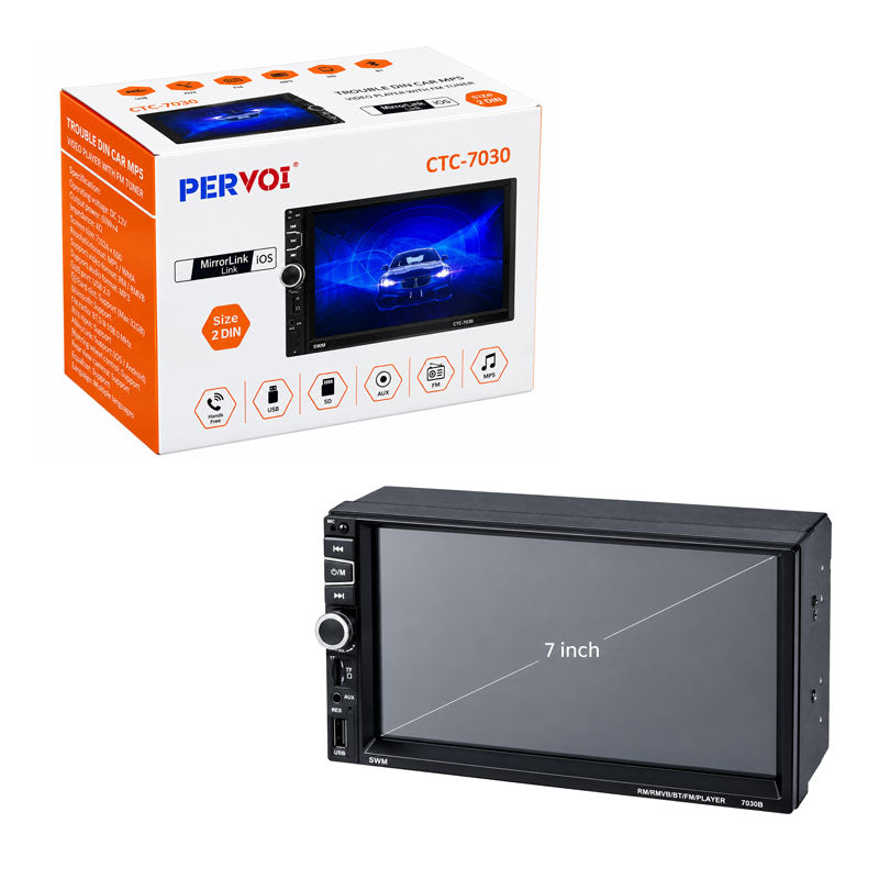 PerVoi Οθόνη αυτοκινήτου 7" HD αφής 2 Din CTC-7030 - Autoradio 2 Din Touch Screen FM USB AUX Bluetooth