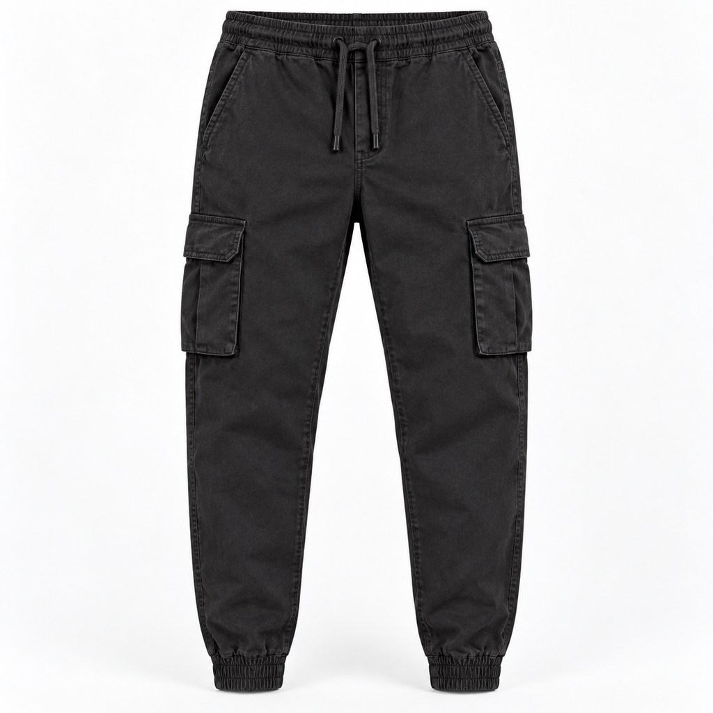 Angel Shopping Ανδρικό Παντελόνι Cargo Jogger με Κορδόνι Μαύρο