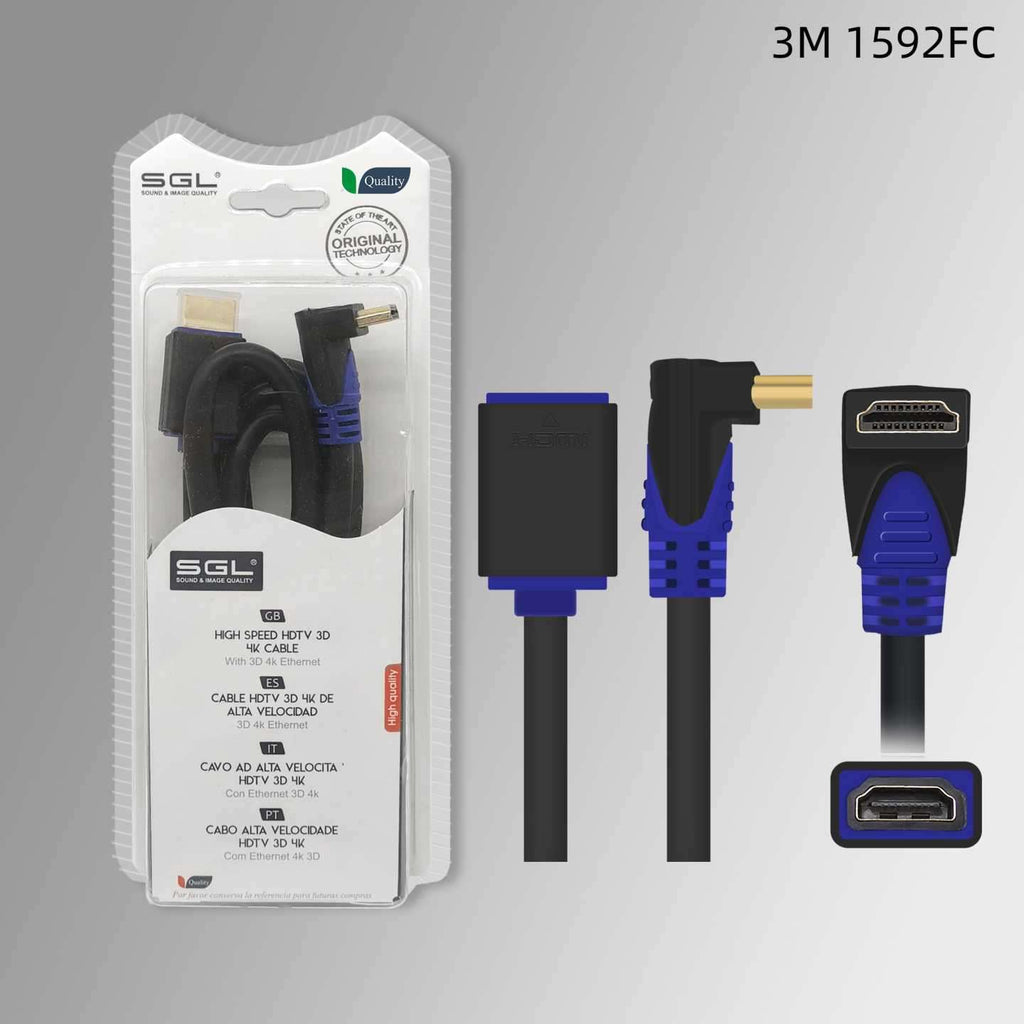 Καλώδιο HDMI γωνιακό - Male/Female - 1592FC - 3m - 095257