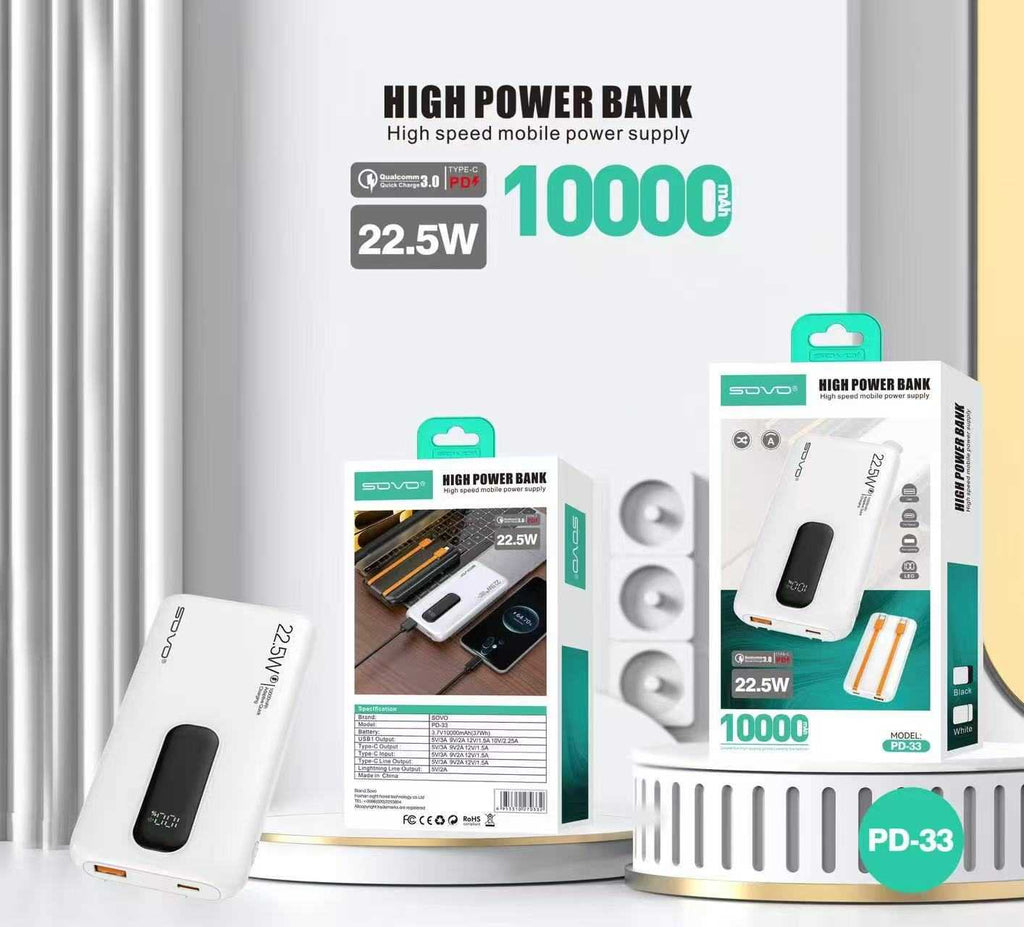 Powerbank - Fast Charge - 10.000mah - 22.5W - PD33 - 270332 - White