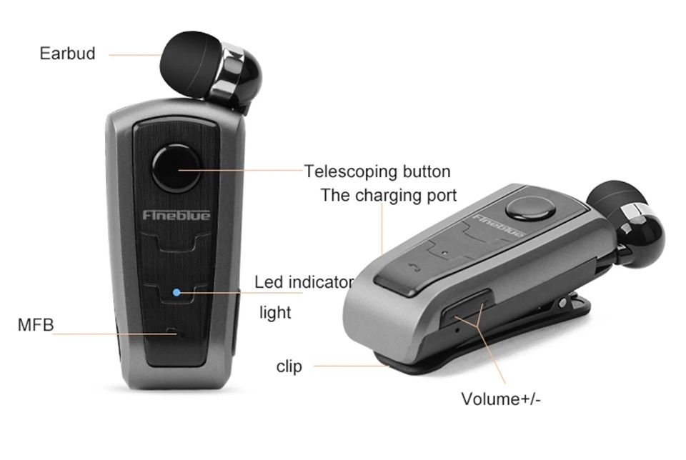 Ασύρματο ακουστικό Bluetooth - F910 - Fineblue - 700017 - Black