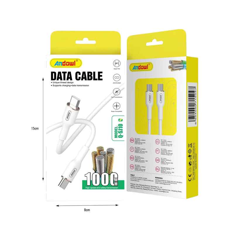 Andowl Καλώδιο δεδομένων Type-c σε Type-c 5A 1M Q-SJ10 - Data Cable
