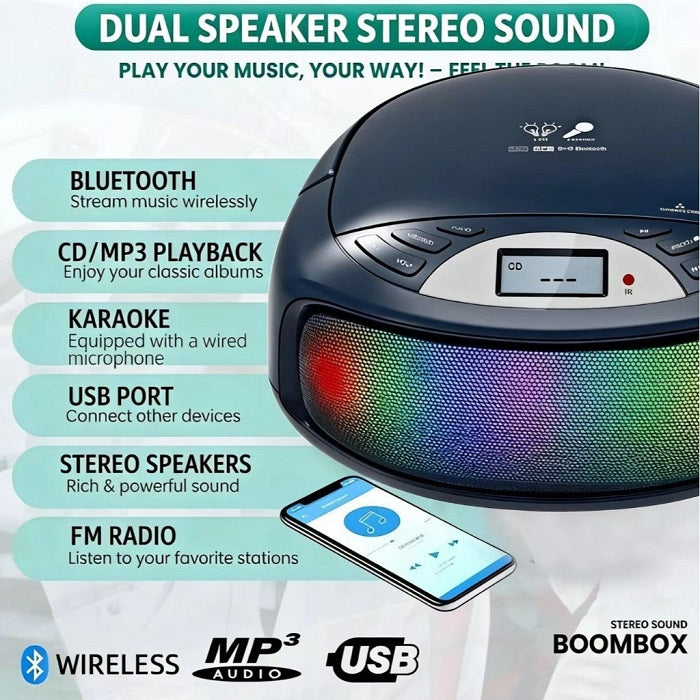 CD Player με Bluetooth & μικρόφωνο Karaoke - CD-P3032 - 730328 ΕΙΔΗ ΤΕΧΝΟΛΟΓΙΑΣ>Ραδιόφωνα & Ηχεία>Φορητά Ραδιόφωνα