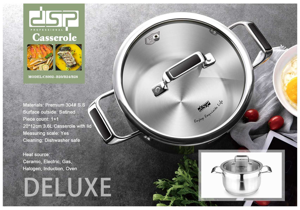 Κατσαρόλα ανοξείδωτη με καπάκι - 3.6L - CS002-B20 - DSP - 560317 ΣΠΙΤΙ & ΚΑΤΟΙΚΙΔΙΟ>Οικιακά είδη>Είδη κουζίνας