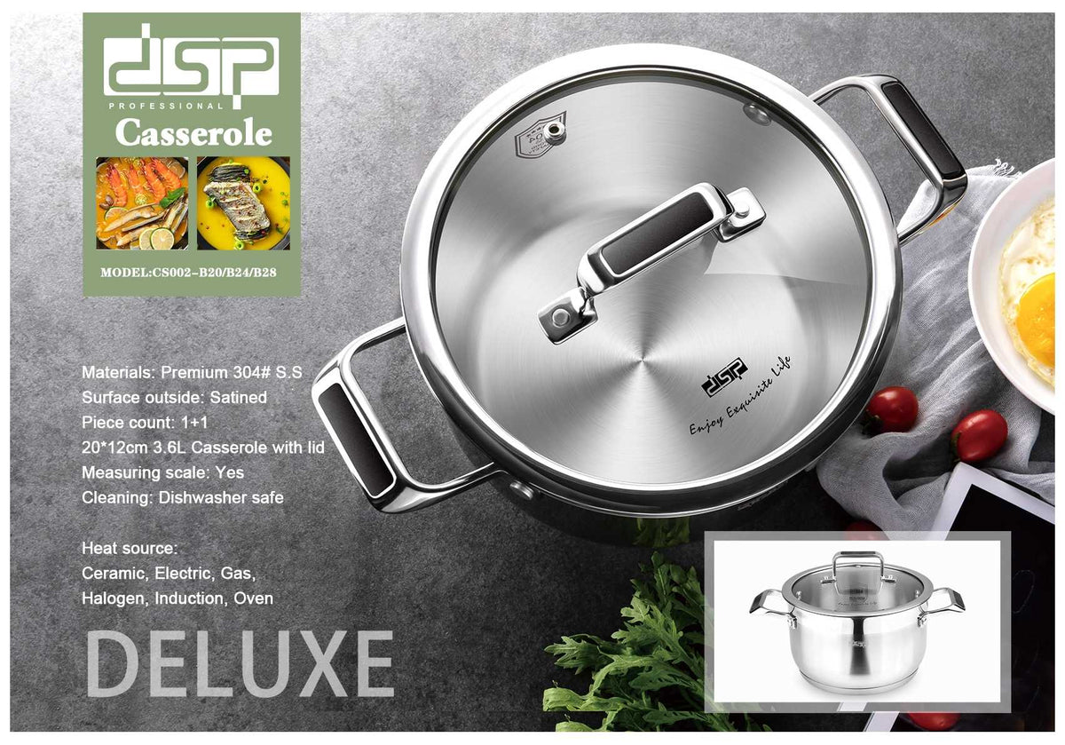 Κατσαρόλα ανοξείδωτη με καπάκι - 3.6L - CS002-B20 - DSP - 560317 ΣΠΙΤΙ & ΚΑΤΟΙΚΙΔΙΟ>Οικιακά είδη>Είδη κουζίνας