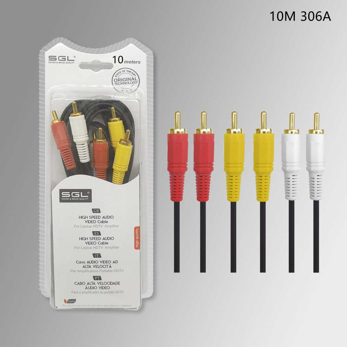 Kαλώδιο RCA - 306A - 3xRCA male/3xRCA male - 10m - 096124