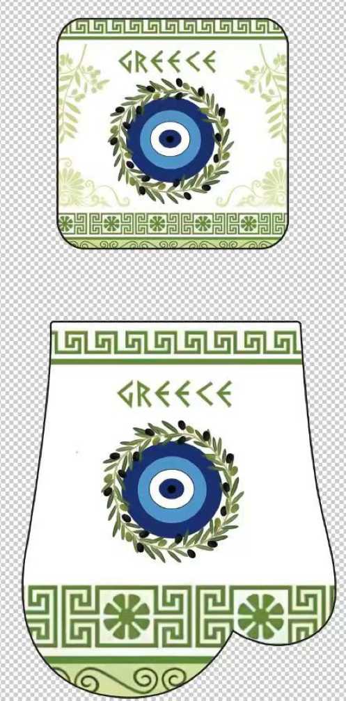Γάντι & πιάστρα φούρνου Souvenir - Σετ 6pcs - Greece - 241880
