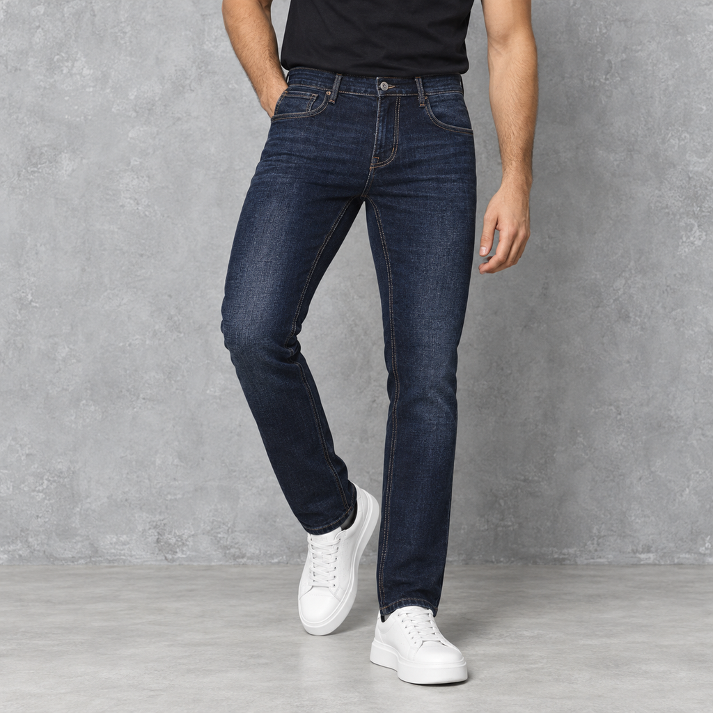 Angel Shopping Ανδρικό Ελαστικό Τζιν Παντελόνι Slim Fit Σκούρο Μπλε
