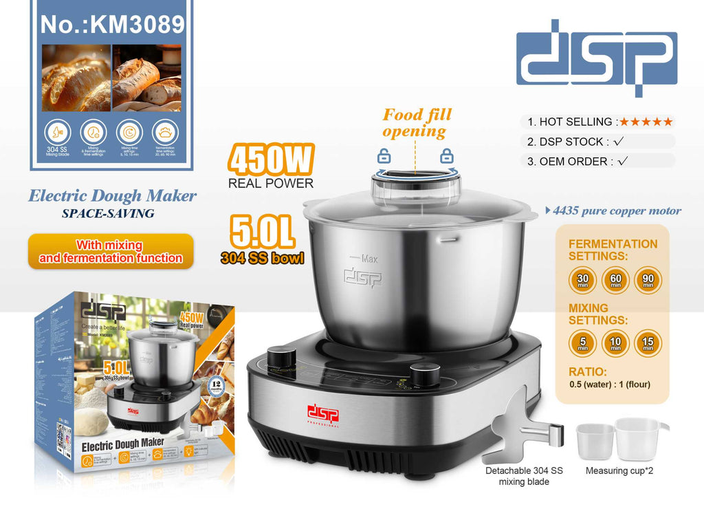 Ηλεκτρικός παρασκευαστής ζύμης - 450W - KM3089 - DSP - 300193 ΣΠΙΤΙ & ΚΑΤΟΙΚΙΔΙΟ>Οικιακά είδη>Οικιακές ηλεκτρικές συσκευές