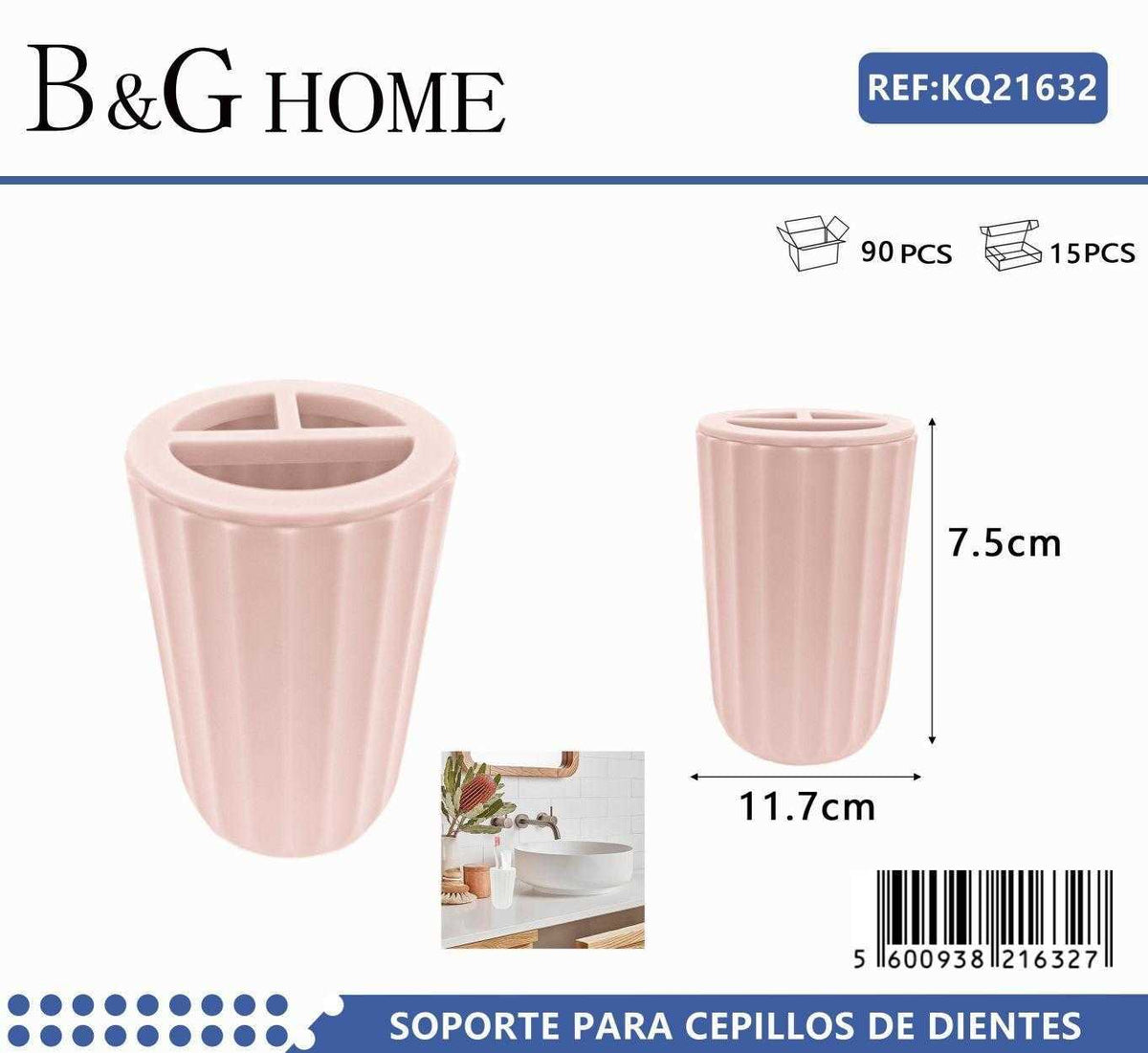 Θήκες οδοντόβουρτσας πλαστικές σε σετ 5Χ - Light Pink - 21632