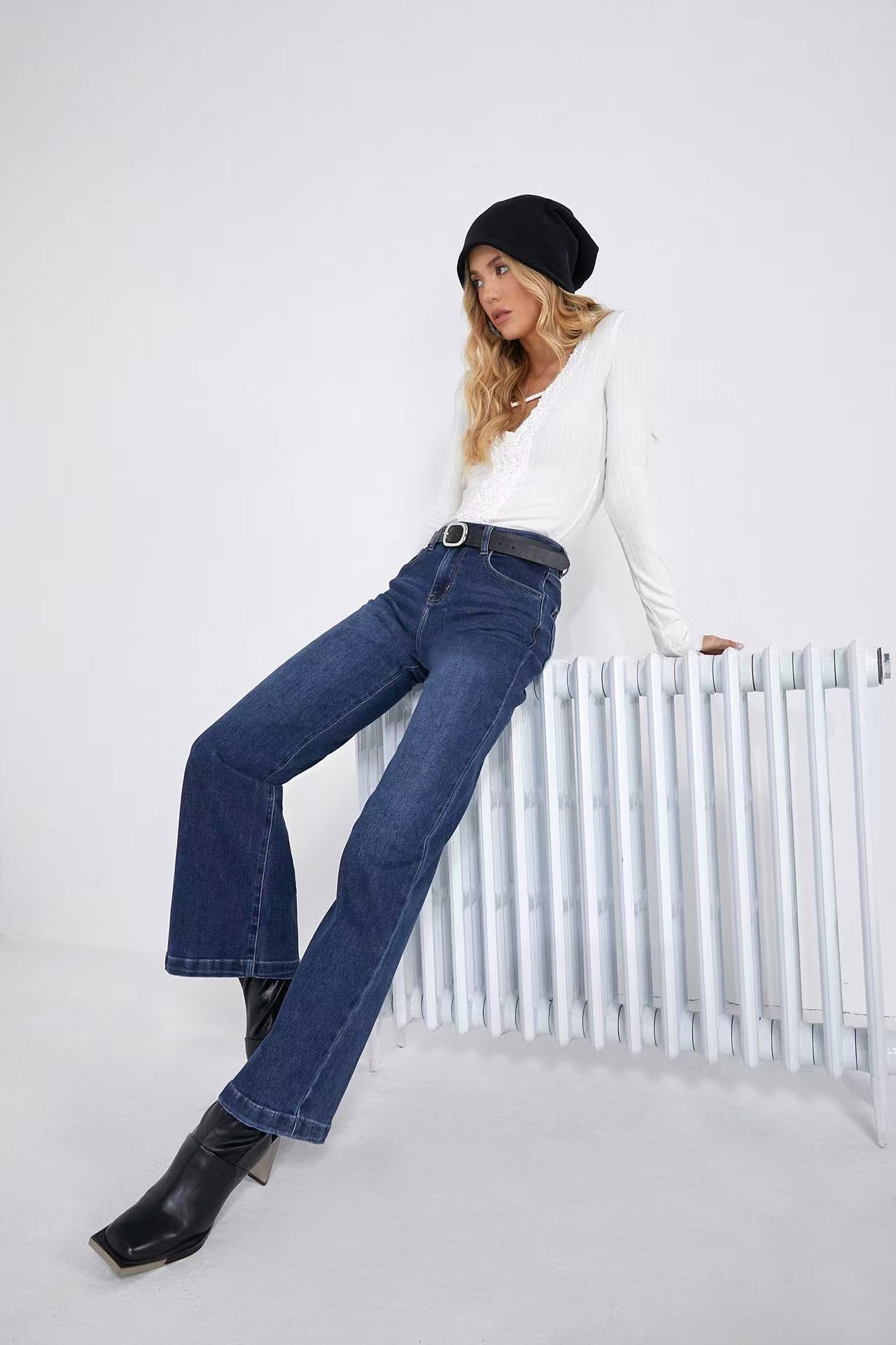 MIRA BELLE Γυναικείο Τζιν Παντελόνι Wide Leg Μπλε